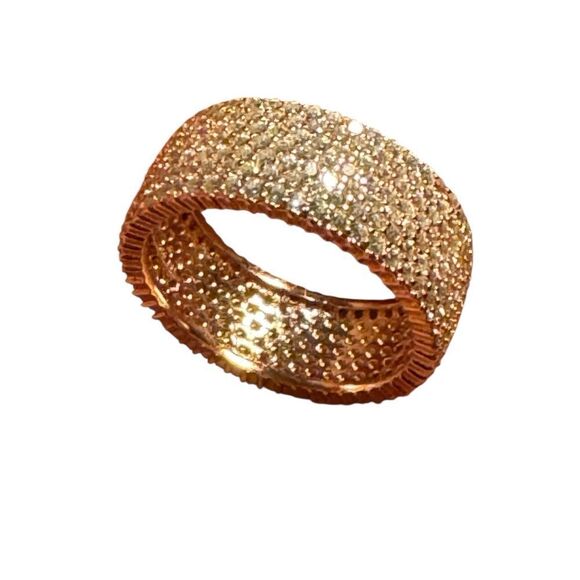 Macy’s 14k Rose Gold over sterling silver row multi row cubic zirconia Band Ring - Picture 6 of 6